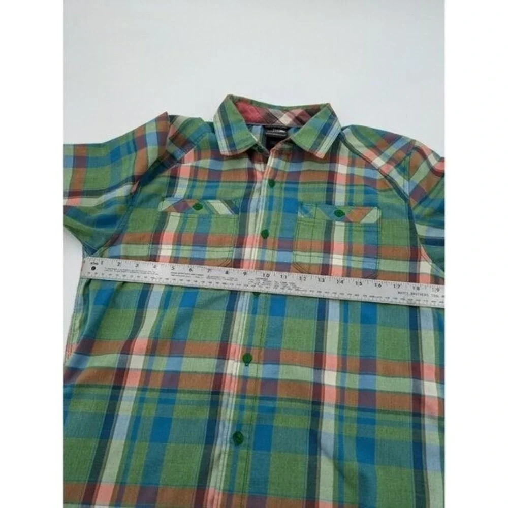 The North Face Flannel Shirt Mens S‎ Green Blue Plaid Long Sleeve Button Front